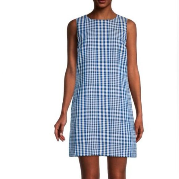 NWT Theory Nadeema Blue Dillion Plaid Dress size 0 - Picture 3 of 10